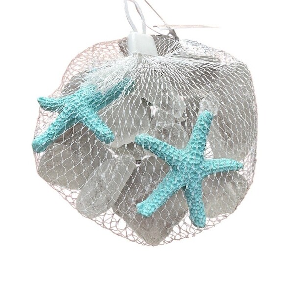 Young’s Inc Other - Young’s Inc White Sea Glass Decorative Fillers Aqua Starfish Net Bag